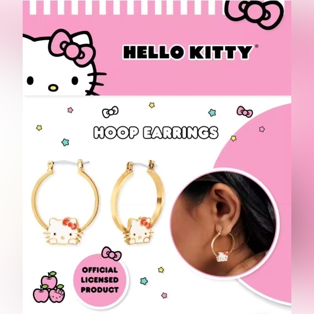 ⭐️NEW⭐️ 14K Gold Plated Sanrio Hello Kitty Hoop Earrings